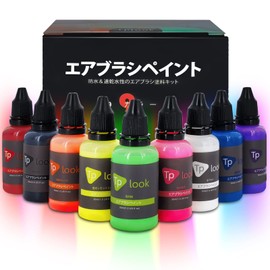 Tplook Airbrush Paints 9 Colors Acrylic Airbrush Paint Set (30ml/1oz) Opaque & Neon Color Dilution Diluted Water Based Waterproof for Plastic Models Ceramic Canvas Paper Does Not Need Quick Drying (9