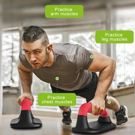 Kipika Push Up Bars, Pushup Stands, Anti-Slip Soft Plastic Push Up Handles, Bottom Anti-Slip Pad, Strength Training Equipment, Perfect for Floor Workout Exercise (C: Black & Red)