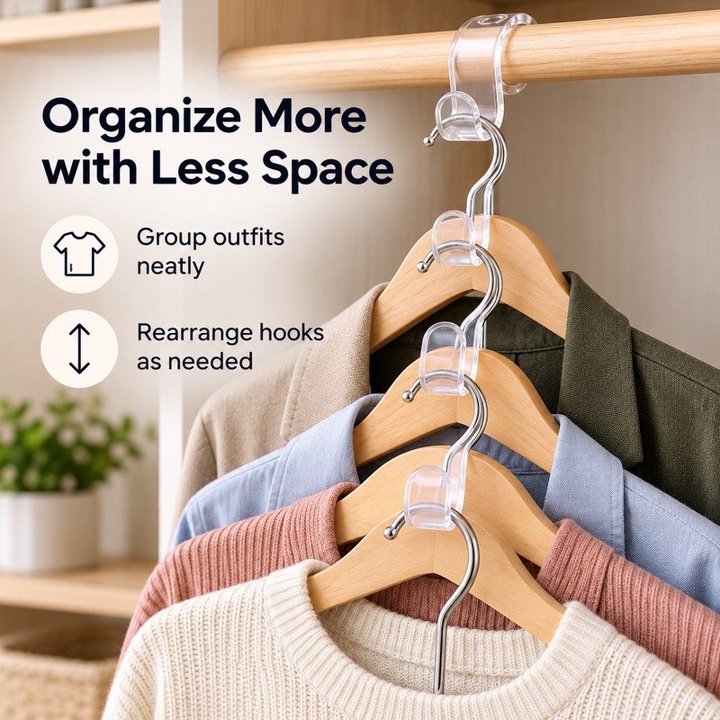 Cascading Clothes Hanger Connector Hooks for Closet Organization – 30