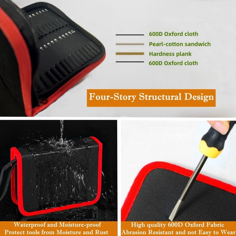 BLIRITEL Drill Bit Organizer Bag, Oxford Tool Case Holds 55