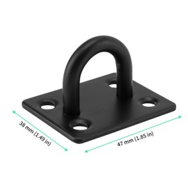 FUNSUEI 8 Pieces Eye Plate Stainless Steel with 4 Holes Eye Plate Hook, Stainless Steel Eye Plate for Wall Mounting, Ceiling Mounting, Wall Hooks, Ceiling Hooks, Black