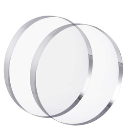 CiaoHER 1in Thickness 8in Diameter Acrylic Disc Display Block Clear Polished Round Pedestal Stand Riser 8" x 8" x 1", 2 Pack