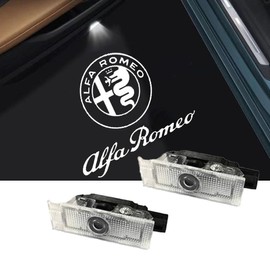 Aohong 2 Pcs Courtesy Light Door Welcome Light Courtesy Lamp Laser Logo Light LED Logo Projection Car Curtain Genuine Replacement Type for Alfa Romeo Giulia Romeo Mito 159 Brera Spider Stelvio (04)