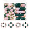 KOLONAMS 48Pcs Christmas Green Press on Nails Short Square Fake
