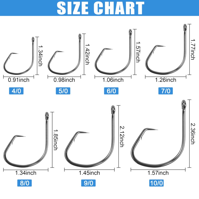 150pcs Octopus Circle Hooks Saltwater Fishing Hook Offset Sport Circle