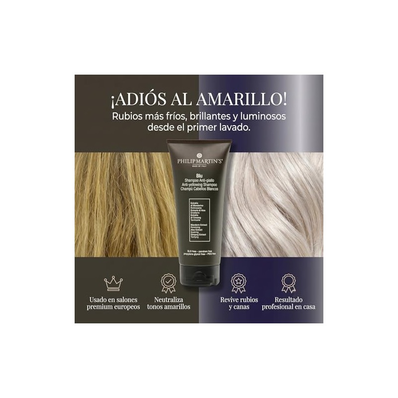 Philip Martin’s Blu Shampoo Matizador Anti Amarillo Cabello Rubio y