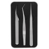 3Pcs Eyelash Extension Tweezers Set Silver Mirror Light DolphinShaped Easy