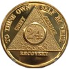 24 Hours AA Medallion 24k Gold Plated Alcoholics Anonymous Sobriety