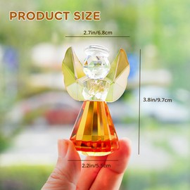 HDCRYSTALGIFTS 3.5inch Crystal Guardian Angel Figurine,Champagne Angel Paperweight Ornament Glass Statue Memorial Gifts for Women, Art Collectible Home Decor
