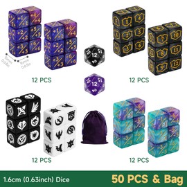 FourDragons 50 Pieces MTG Dice Counters Abilities Keywords Creature Stats Counter +1/+1 Buff Life Tokens Dice Set, Compatible with MTG, TCG, Magic Card Games Accessories