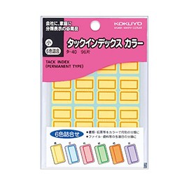 Kokuyo Tack Index Colors, Assorted Colors, Small 0.7 x 1.0 inches (18 x 25 mm), 96 Pieces, 6 Color Mix, Ta-40