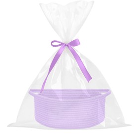 powerking Small Woven Basket with Gift Bags and Ribbons, Empty Decorative Gift Chest Box, Hamper Gift Basket for Baby Shower, Birthday, Wedding, Easter, Thanksgiving, Christmas