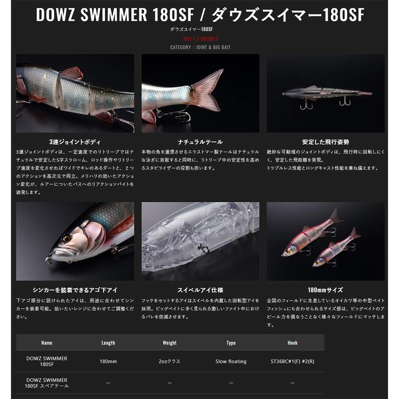 JACKALL Dowz Swimmer 180SF Malhata Delicious Swimmer