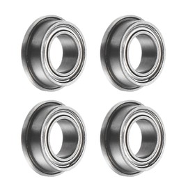 sourcing map MF74ZZ Flanged Ball Bearing, 4pcs 4x7x2.5mm Chrome Steel Double Shielded ABEC1 Flange Bearings