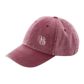 The House Of Dog: Schnauzer Owner Gift. Distressed Vintage Washed 100% Heavyweight Brushed Cotton Embroidered 6 Panel Low Profile Baseball Cap. Burgundy