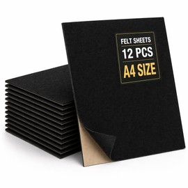 12 Pcs Black Felt Sheets for Crafts - 8.3"x11.8" (A4 Size) Strong Adhesive Black Felt Fabric for Crafts Decorations & DIY Projects - Water-Resistant and Self Adhesive Fabric Sheet That Leaves No Trace
