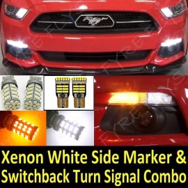 6000K white 2827 T10 LED Bulb 2015-2017 Mustang Super Bright Switchback LED Turn Signal & Side Marker package