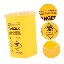 TOVINANNA 0.26 Gallon Yellow Sharps Disposal Container - Rectangular, PP Material, Safe Waste Storage, Odor-Resistant, 15.00X9.10X9.10CM