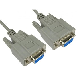 rhinocables - Serial Null Modem Cable | Female to Female RS232 for Firmware Updates | 9 Pin Serial Connections | Durable Design | ideal for flashing | 10m Extended Reach, Grey, 10m