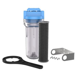 Pentair OMNIFilter U25 Filter System, 10" Standard Whole House Water Filtration System with Built-in Shut Off Valve, 3/4" NPT, Includes Housing, TO1 Cartridge, Wrench and Mounting Bracket, 5 Micron
