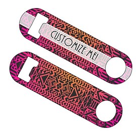 CUSTOMIZABLE Skinny Mini Bottle Opener - Boho Aztec - PinkOrange