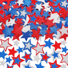380 Pieces Independence Day Foam Stickers, 4th of July Self-Adhesive Glitter Patriotic Foam Stars Stickers Red White and Blue Star Sticker for Independence Day Decoration