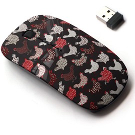 2.4G Wireless Mouse with Cute Pattern Design for All Laptops and Desktops with Nano Receiver - Chicken Design