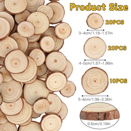 Pack of 50 Wooden Discs, Round 3-4/4-5/5-6 cm Tree Discs, 5 mm Thick Unfinished Wooden Discs for Crafts, Small Wooden Discs for DIY, Wedding, Christmas Decoration