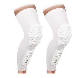 ZODEYI Wrestling Knee Pads Compression Leg Sleeve with Knee Pad and Calf Pad, 1 Pair Knee Sleeve for Football, Basketball, Volleyball(White_L_2 Pcs)