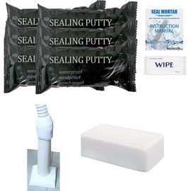 6PCS White Waterproof Plumbers Putty | Moldable Duct Seal for Leak Repair, Wall Crack & Pipe Sealing | Indoor & Outdoor Fast-Drying, Odorless, Long-Lasting Sealant for AC Holes, Drains & Wiring Gaps