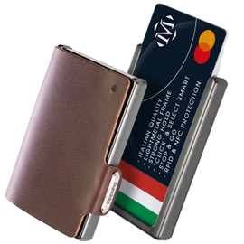 OPPAHA Primo Flower Leather Mini Wallet - Slim, Lightweight and Portable Wallet for Credit Cards, Banknotes and Documents - Elegance and Functionality in Brown for Men and Women, Brown, S, brown,