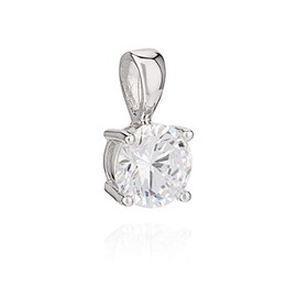 NKlaus 11163 7 mm Crystal Pendant 925 Silver Claw Set Zirconia White Pendant, Silver, Cubic Zirconia