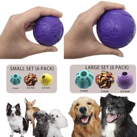 Jalousie Dog Puzzle Balls Dog Treat Dispensing Balls Non-Toxic Natural Rubber Dog Chew Toys for Puppy Pet Dog Teething Puzzle Playing Treat Dispenser Rope Balls (Small - 6 Pack)
