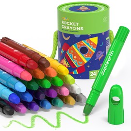 JUPITEARTH 24 Colors Twist Crayons for Toddlers 1-3, Non-Toxic Washable Crayons for Ages 4-8 with Storage Bucket, Ultra-Silky and Easy to Hold Art Supplies, Ideal Coloring Gift for Boys and Girls