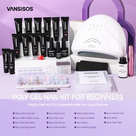 Poly Gel Nail Extension Kit: 12PCS Poly Nail Gel Kit with U V Nail Light Nail Drill Poly Gel Kits with Everything for Beginners Poly gel Nail Kit Starter Kit