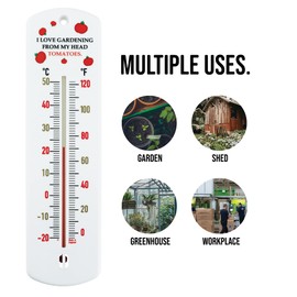 Greenhouse Thermometer - 240 mm Classic Garden Thermometer Gift For Outdoor Use In Garden Greenhouse Shed Allotment Accessories Ideal Gardening Gifts (I love gardening from my head tomatoes)