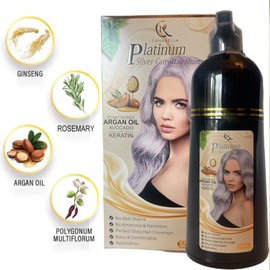 Canabella Hair Color Shampoo – Argan Oil, Avocado & Keratin | No Ammonia | Perfect Grey Coverage | Hair Moisturizing & Nourishment | Easy At-Home Application (Platinum Silver Gray)