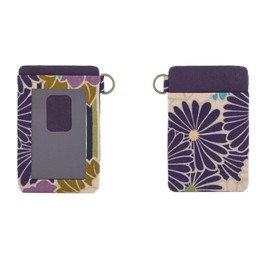 Noren Retro Flower Pass Case, Made in Japan, Japanese Pattern, Commuter Pass Case, Includes Pocket, Holds Multiple Cards, D Ring Included, Purple (purple, light blue, indigo green, generated deep