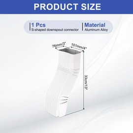 sourcing map Downspout Gutter S Shape Connector 3x4 Inch Square Downspout Diverter Rain Gutter Downspout S Connector Rainwater Drainage, Fits 3"x4"