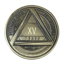 MYRECOVERYSTORE AA Coin with Roman Numeral Alcoholics Anonymous (1-60 Years) Year 15