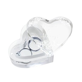 EIFLR Engraved Wedding Ring Boxes for Ceremony Acrylic Ring Bearer Box for Wedding Proposal Engagement (Heart-Shaped C)