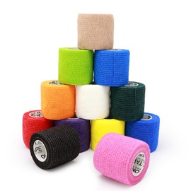 OK TAPE 12 Rolls Self Adhesive Bandage Wrap, Elastic Athletic Tape, Self Stick Bandage Tape, Vet Wrap, Medical Wrap for Wrist, Feet, 2" x 5 Yards