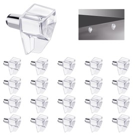 Qianyu 20 Pcs 5mm Shelf Support Peg Transparent Cabinet Clip Clear Plastic Book Shelf Support Replacement Pins Holder Locking Supporter for Bracket Bookcase Kitchen Closet Furniture