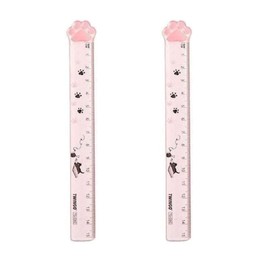 2pcs 15CM Pink Cats Claw Straight Rulers, Measuring Rulers Plastic Scale Rulers Cute Rulers, Plastic Measuring Tool Kawaii Portable Stationery Rulers School Supplies Stationery Transparent Ruler
