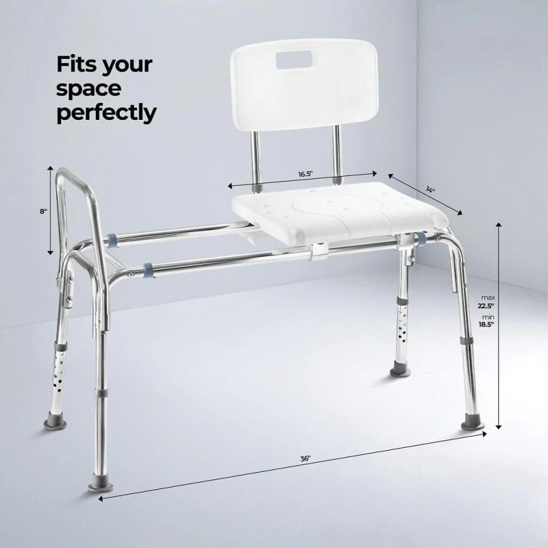 Medical King Sliding Shower Transfer Bench, Adjustable Height, Holds Up