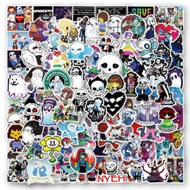 100 Pieces Undertale Stickers for Water Bottles, Skateboard, Luggage, Computer, Scrapbook, Car Stickers, Cute Laptop Stickers for Children, Teens and Adults