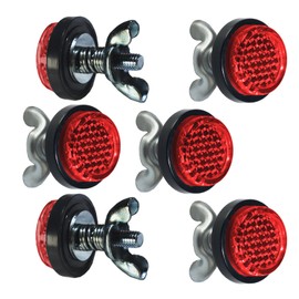 Red Reflectors Motorcycle License Plate Bolts and Nuts Mini Decorative M5 Screw Tag Bolt Round Reflective for Bike(6Pieces) (Red)