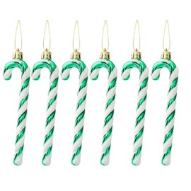 6Pcs 130mm(5.2") Candy Cane Christmas Decorations Glitter Christmas Tree Decorations Candy Cane for Christmas Tree Decoration Hanging Ornaments(Emerald Green)