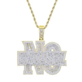 通用 Hip Hop Letter No Excuse Pendant Gold Color 5A Baguette Cubic Zirconia CZ Iced Out Bling Men Jewelry (gold)