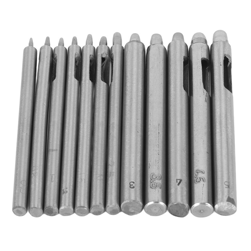 12pcs Leather Hole Punch Cutter 0.5‑5mm Hollow Punch Set for